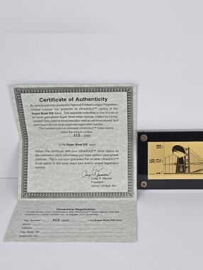 Linmar Limited UltraGOLD Super Bowl XIX NFL Ticket Vintage 1985